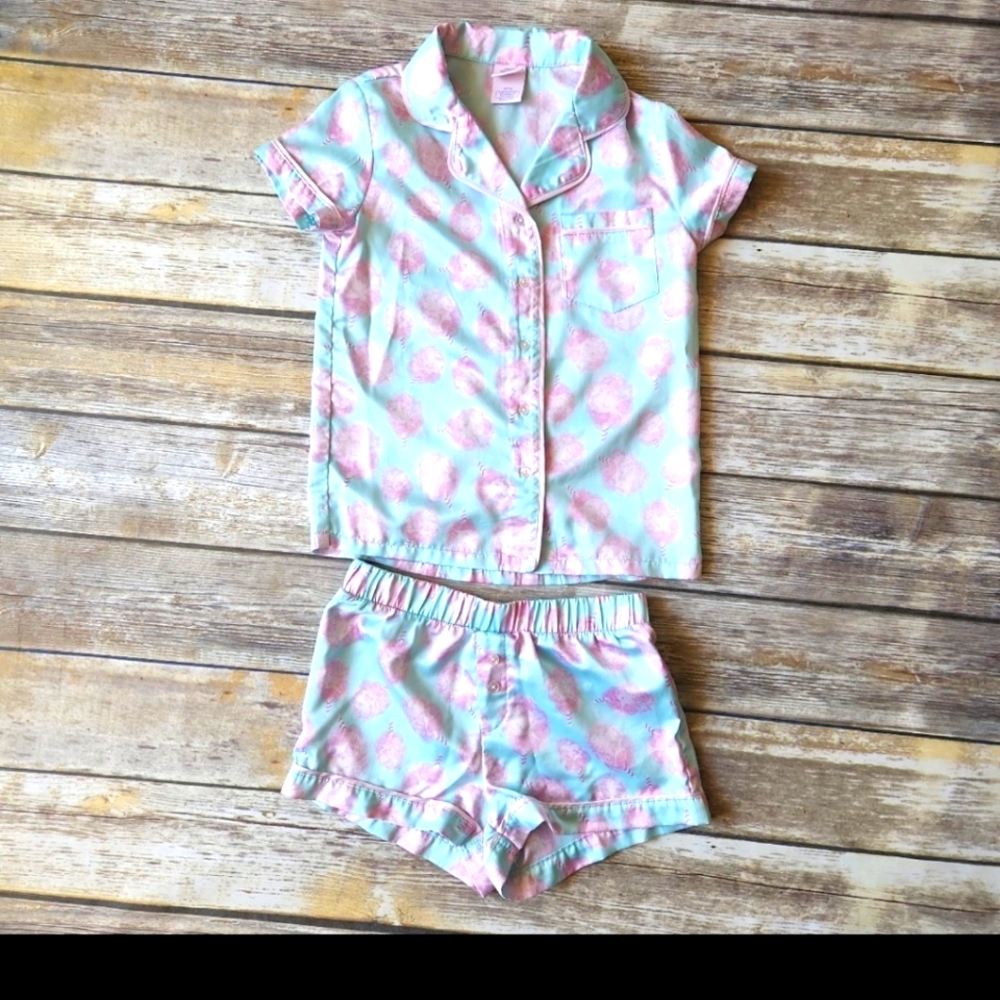 Girls summer pajama set cotton candy print short sleeve 7-8